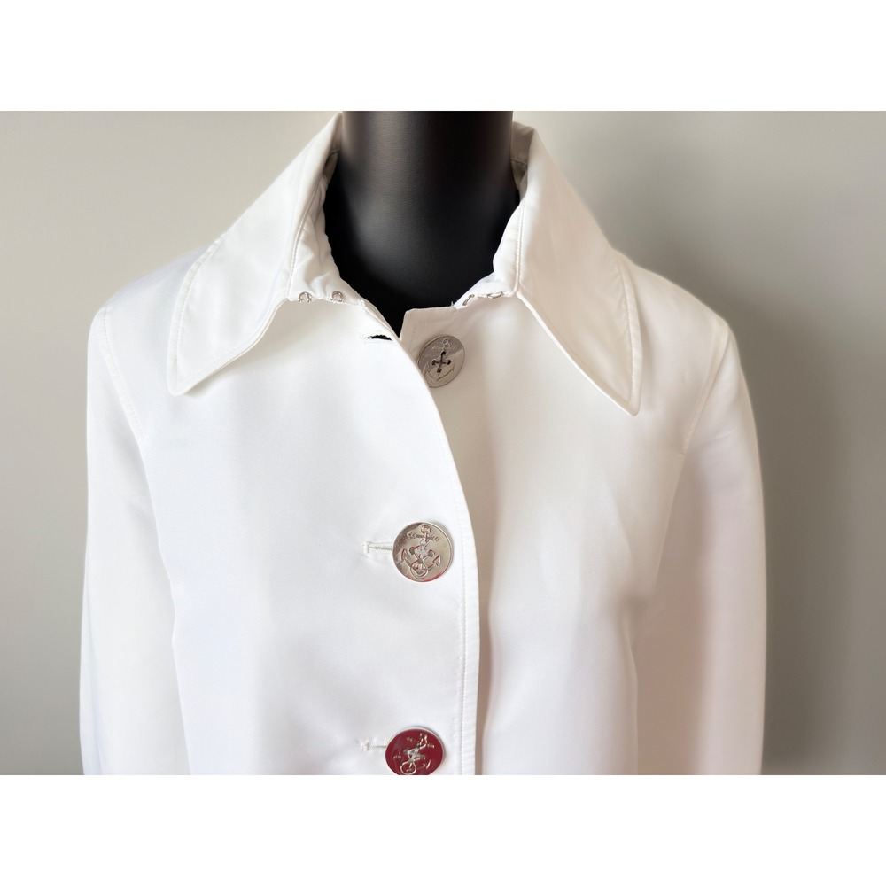 Lauren Ralph Lauren Womens White Nautical Anchor Button Jacket Coat Size L